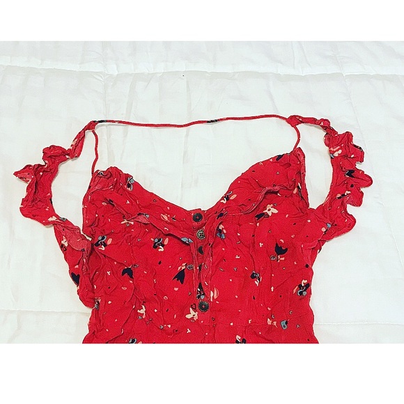 Red Floral Romper | Off Shoulder | Size 0 - Picture 2 of 7